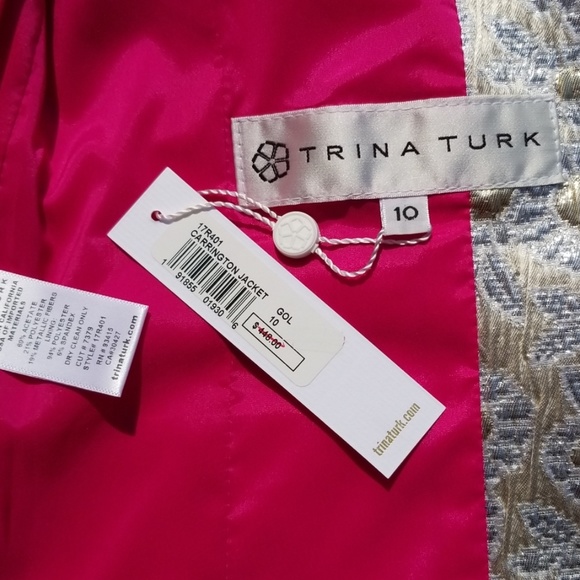 Trina Turk carrington metallic blazer, gold - Picture 6 of 7